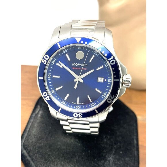 Movado Men's Watch 2600137 Series 800 Swiss Quartz Blue Dial Silver Steel 40mm - Picture 1 of 15